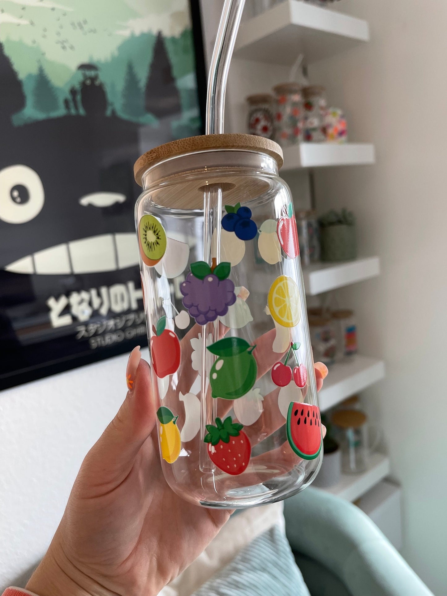 Glass Cup "Fruits" 16oz