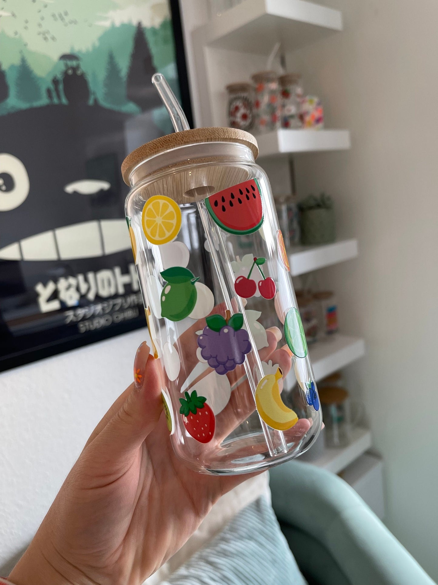 Glass Cup "Fruits" 16oz